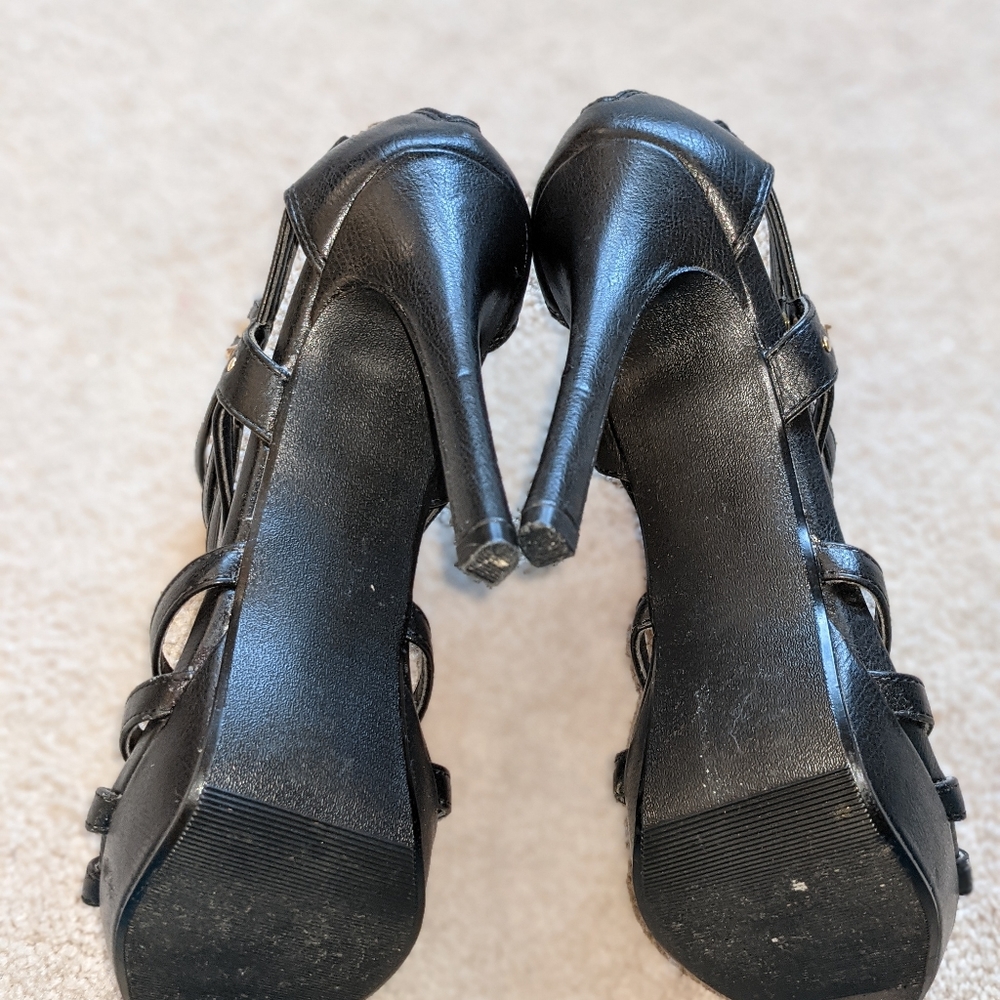 Black leather cage heels size 8 - Picture 3 of 8